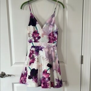Tiger Mist Purple and Pink Spaghetti Strap Mini Dress